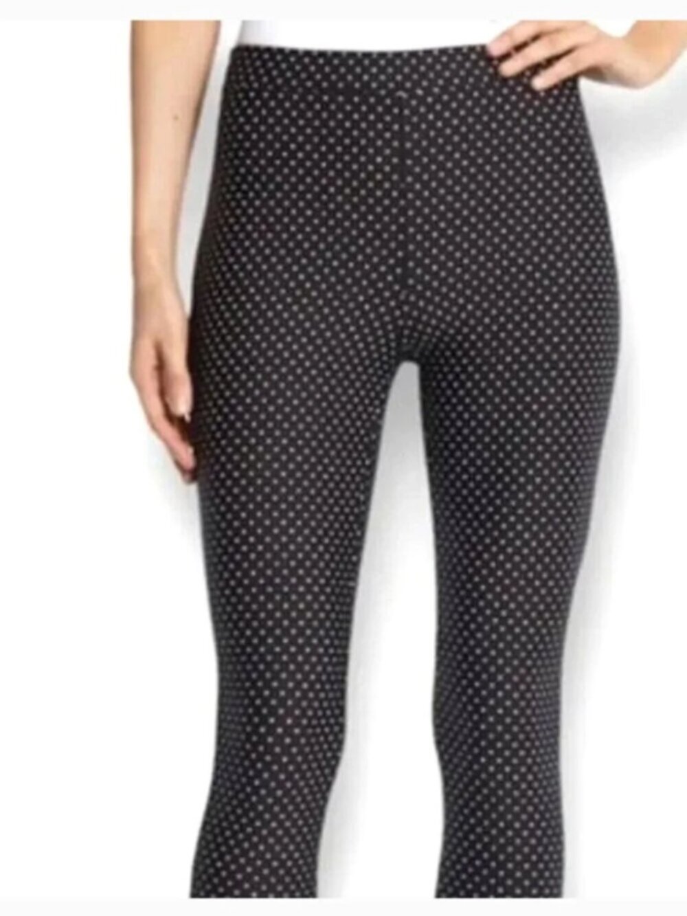 Chico's Ultimate Fit Black Polka Dot Crop Leggings size 1